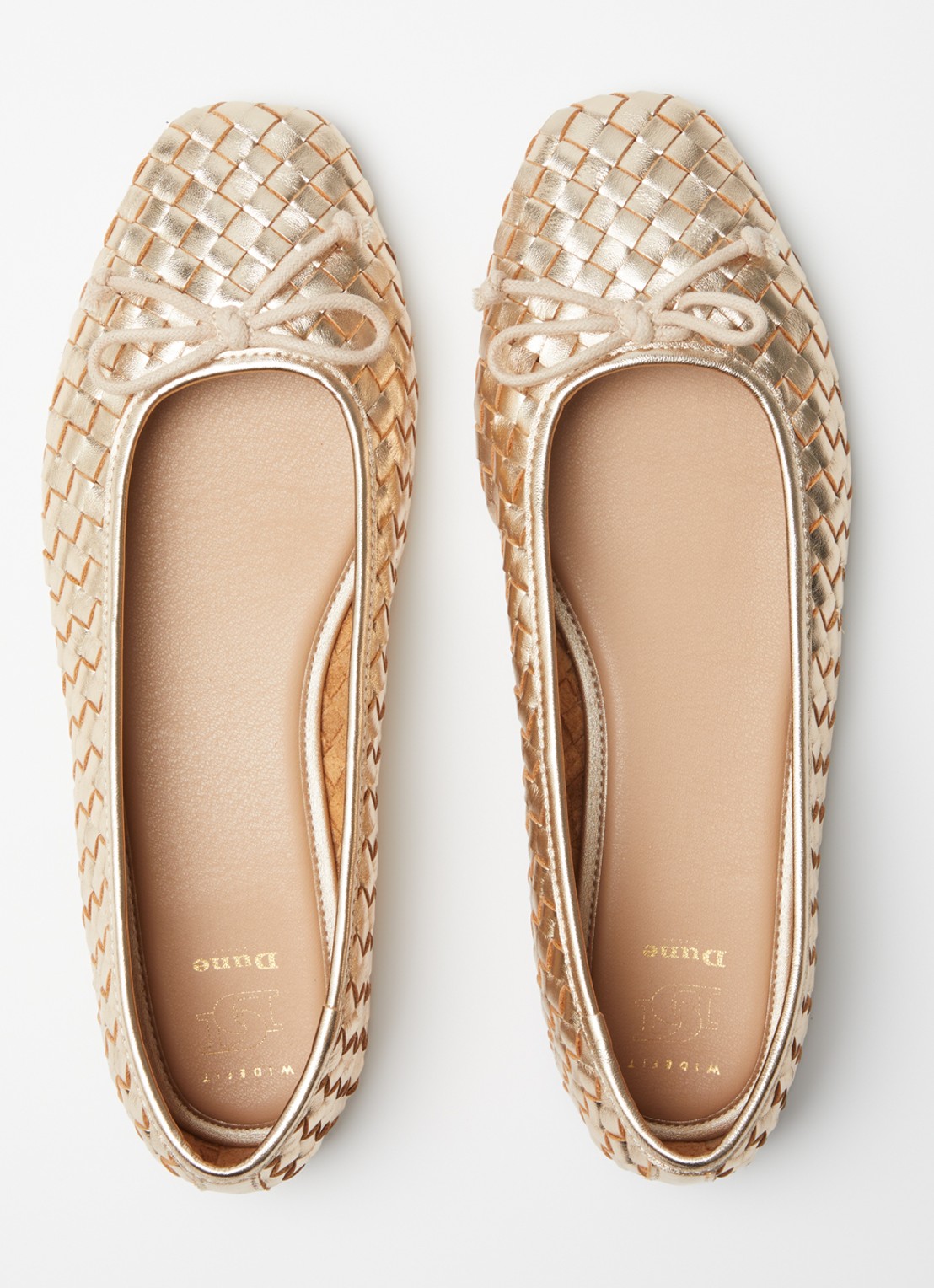 Dune London Wide Fit Heat ballerina van leer - detail 3 goud