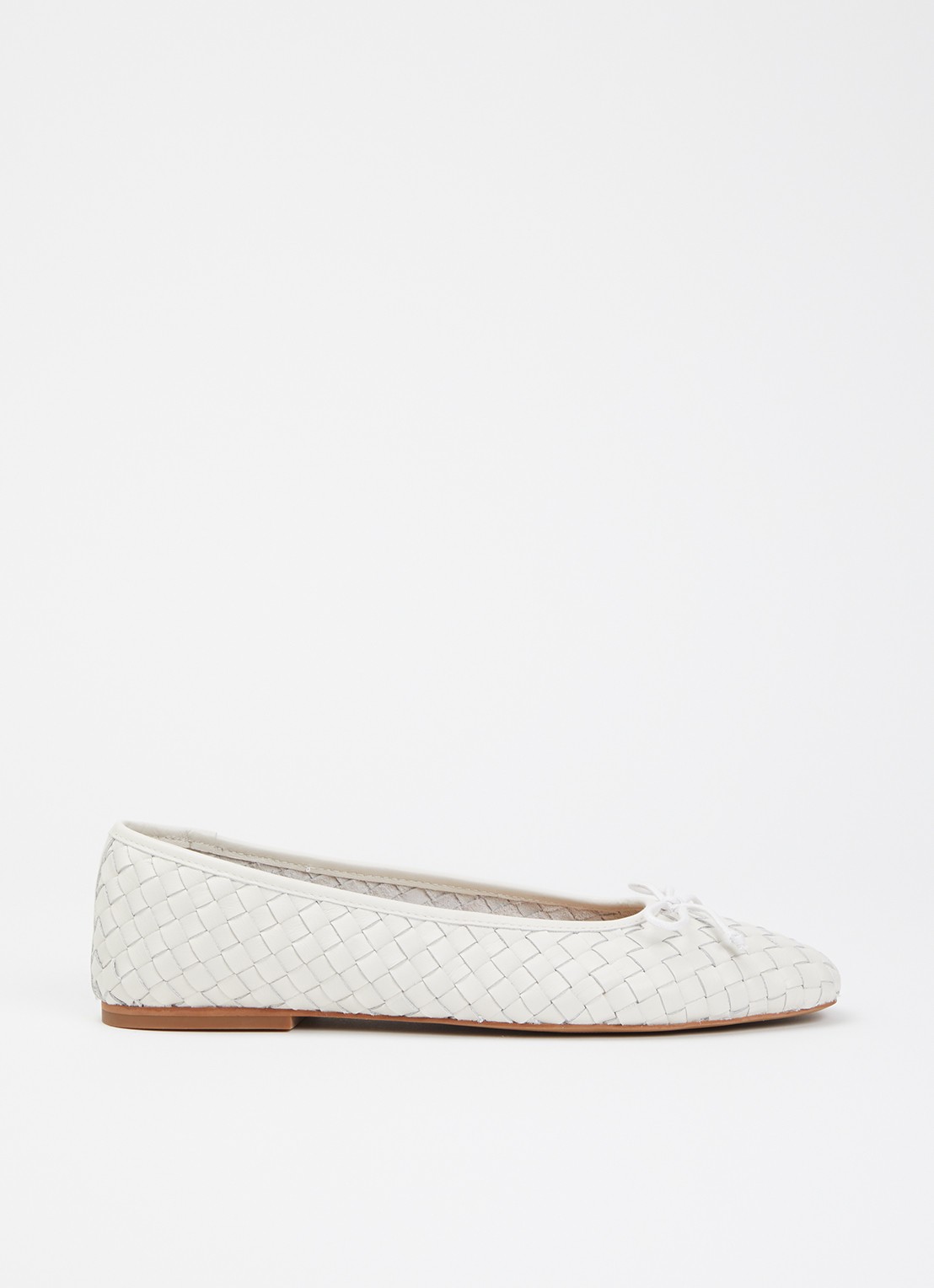 Dune London Wide Fit Heat ballerina van leer - voorkant 4 gebroken wit