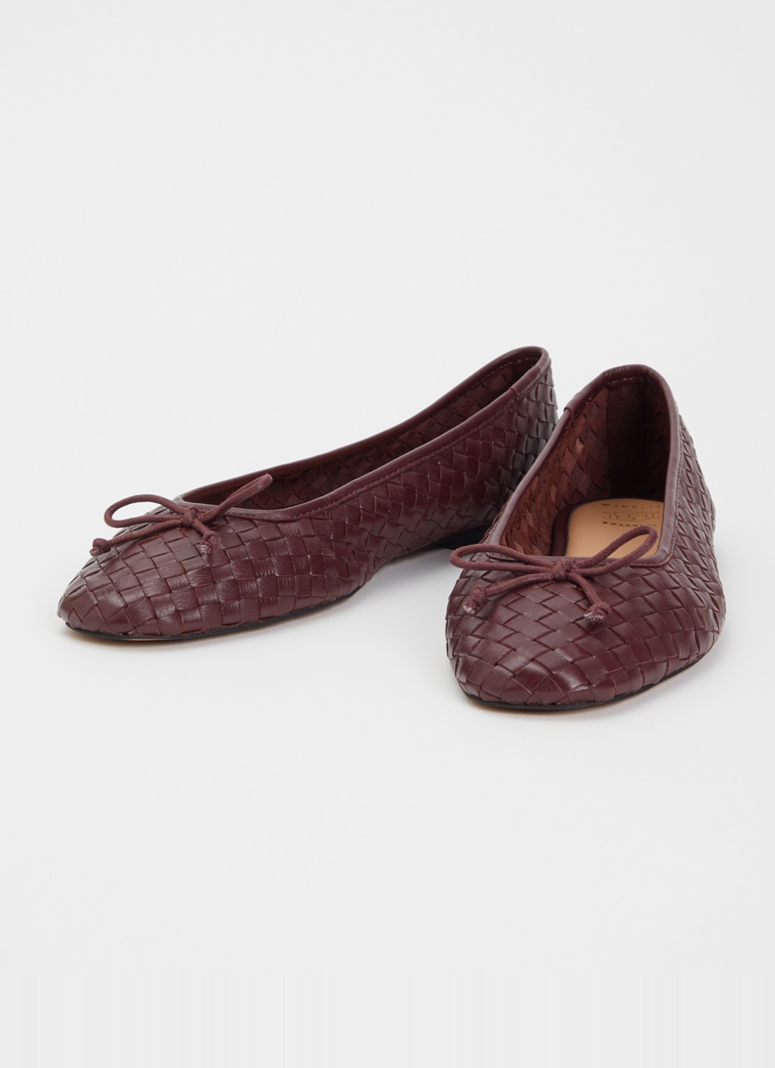 Dune London Wide Fit Heat ballerina van leer - detail roodbruin