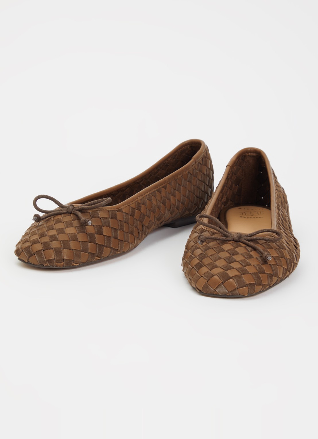 Dune London Wide Fit Heat ballerina van leer - detail 853brown-leather_mix