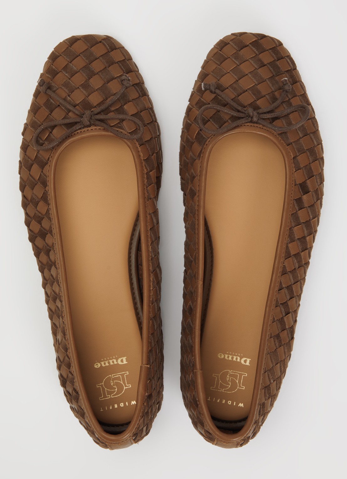 Dune London Wide Fit Heat ballerina van leer - detail 2 853brown-leather_mix