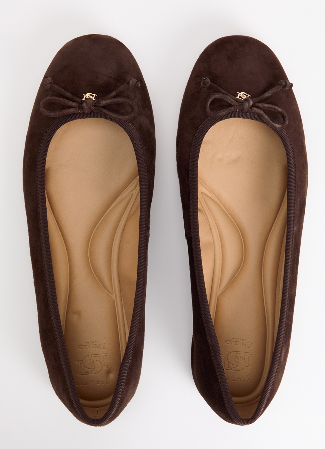 Dune London Wide Fit Helenne ballerina met gestrikt detail - detail 3 donkerbruin