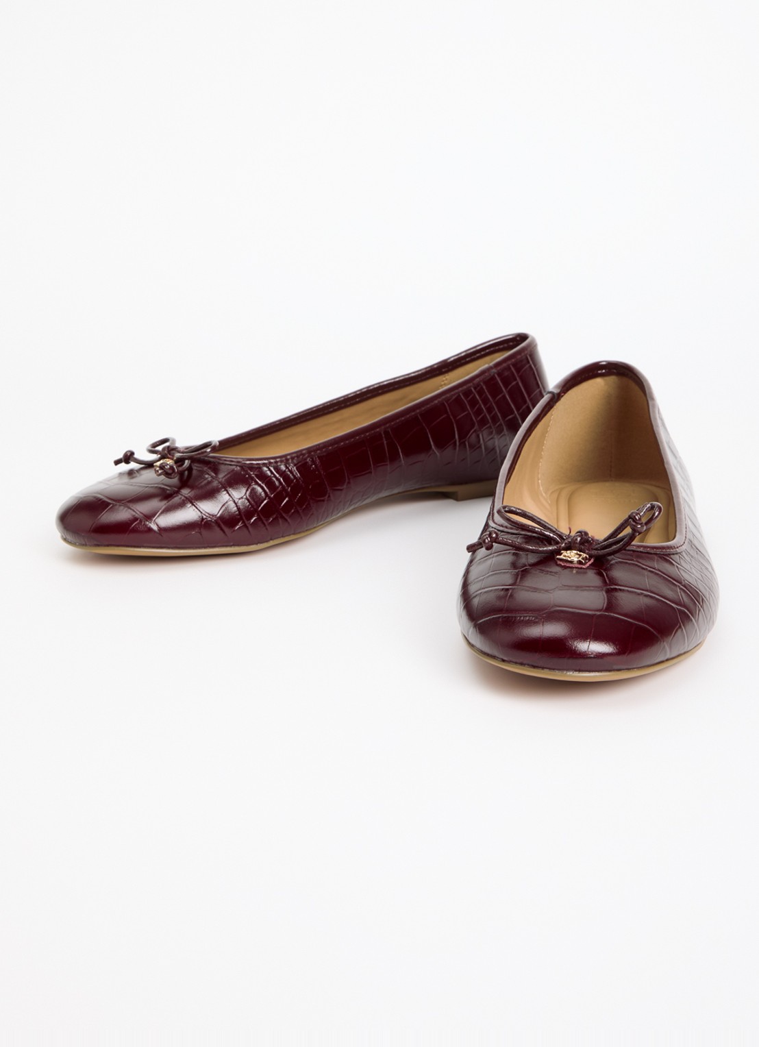 Dune London Wide Fit Helenne ballerina met gestrikt detail - detail 2 bordeauxrood