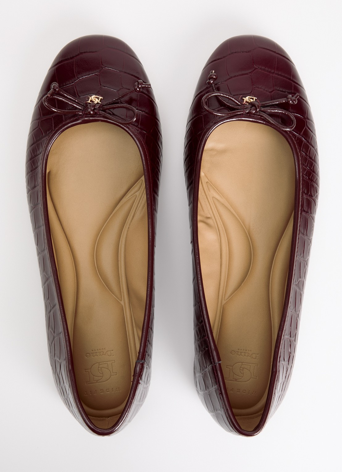 Dune London Wide Fit Helenne ballerina met gestrikt detail - detail 3 bordeauxrood