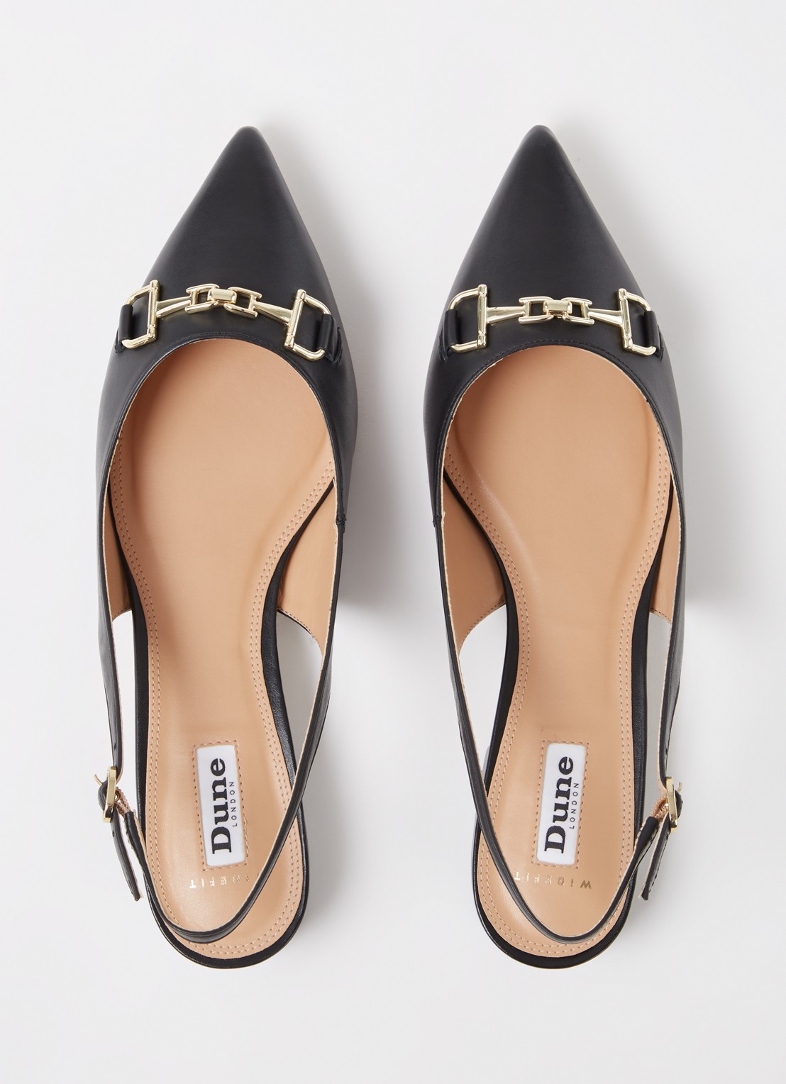 Dune London Wide Fit Hopeful slingback van leer - detail 3 zwart