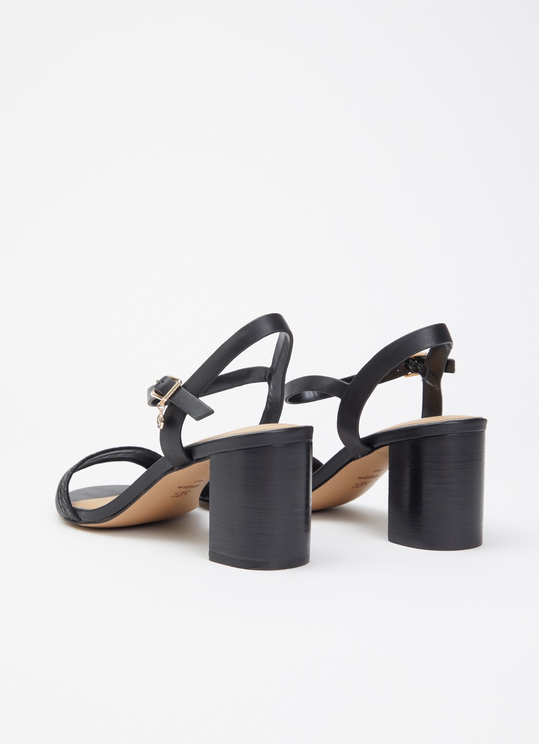 Dune London Wide Fit Jaycie sandalette van leer - achterkant 2 zwart