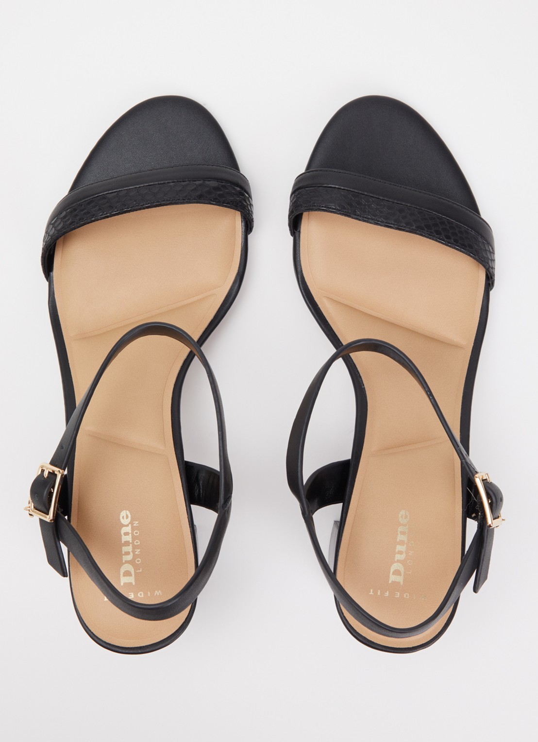 Dune London Wide Fit Jaycie sandalette van leer - detail 4 zwart