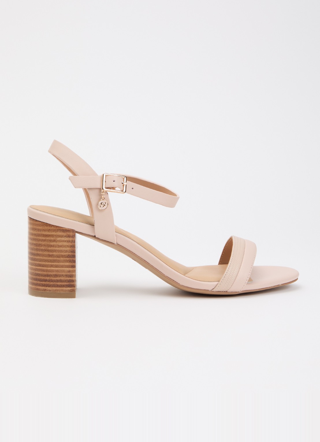 Dune London Wide Fit Jaycie sandalette van leer - voorkant oudroze
