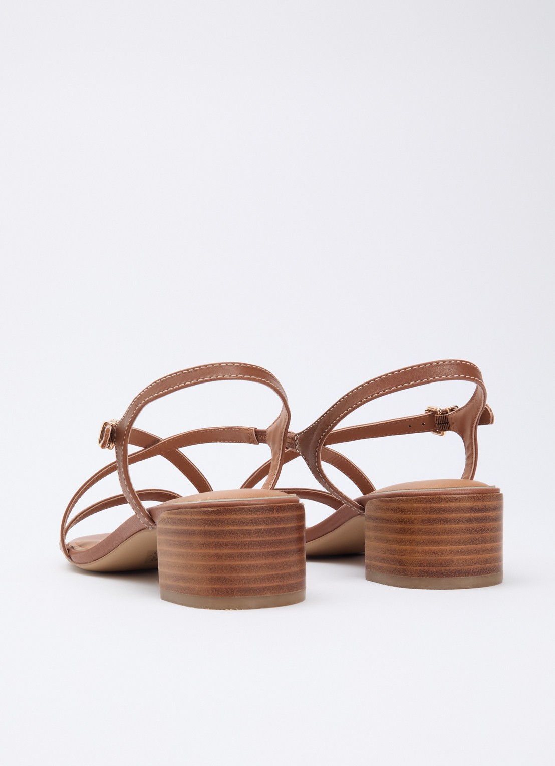 Dune London Wide Fit Jordin sandalette van leer - achterkant bruin