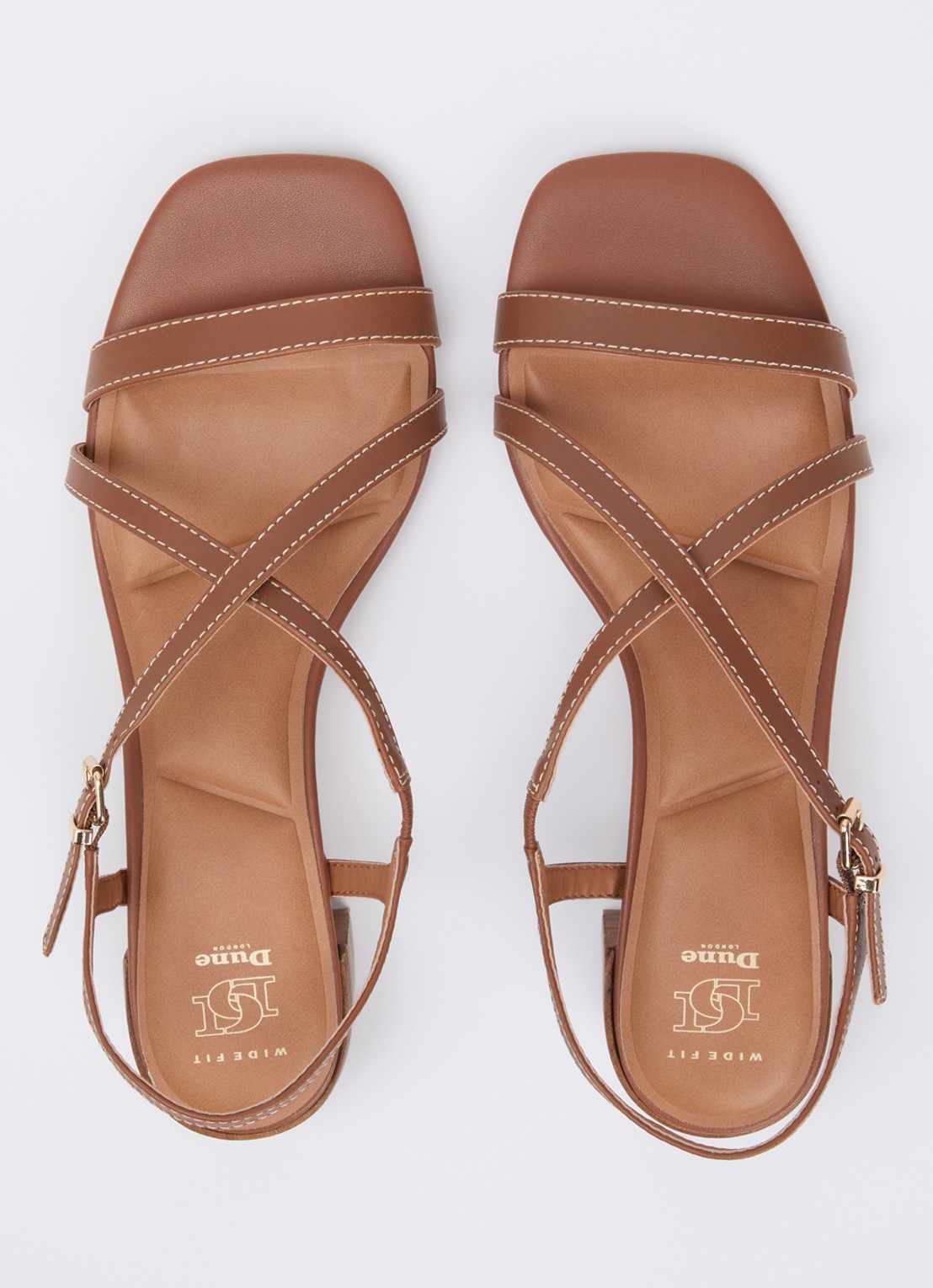 Dune London Wide Fit Jordin sandalette van leer - detail 4 bruin