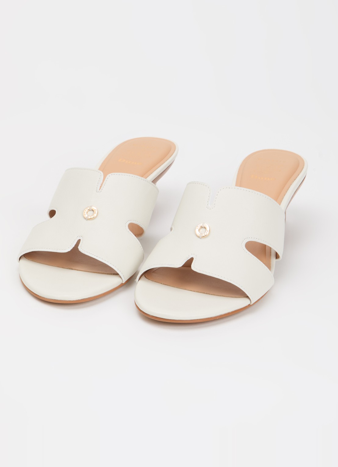 Dune London Wide Fit Kacie sleehak van leer - detail 2 wit