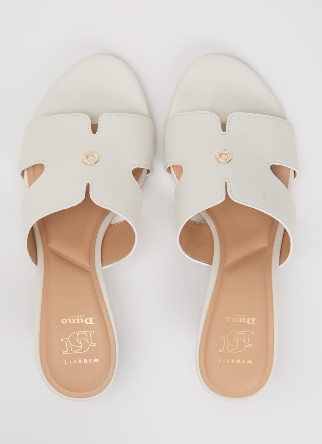 Dune London Wide Fit Kacie sleehak van leer - detail 3 wit