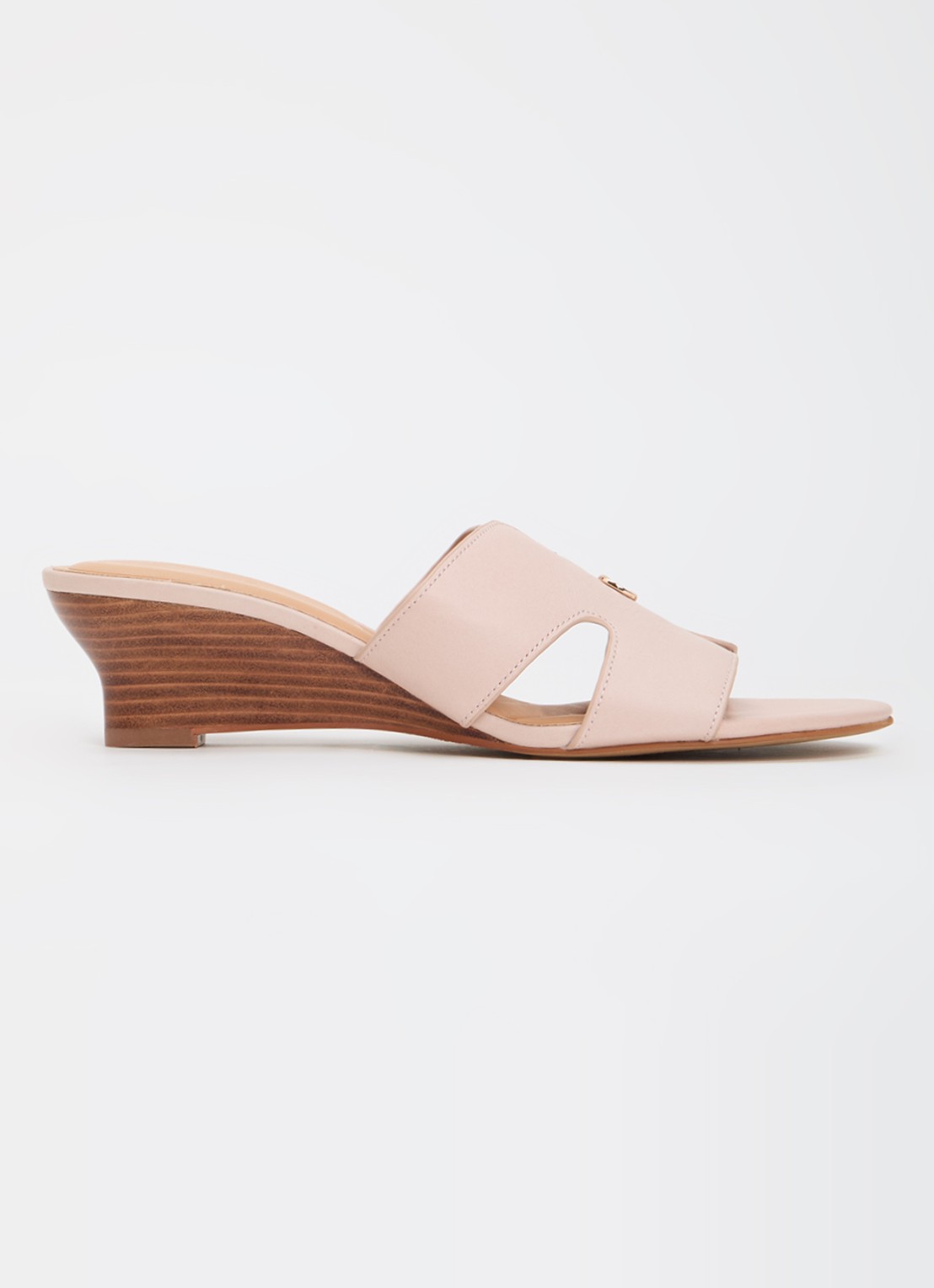 Dune London Wide Fit Kacie sleehak van leer - voorkant lichtroze