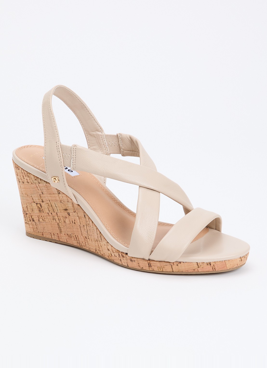 Dune London Wide Fit Kamies sleehak van leer - voorkant 2 creme