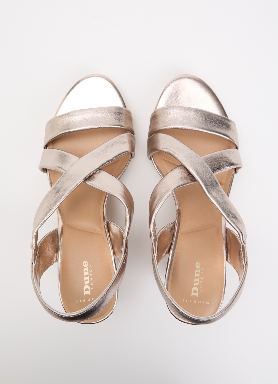Dune London Wide Fit Kamies sleehak van leer - detail 4 witgoud