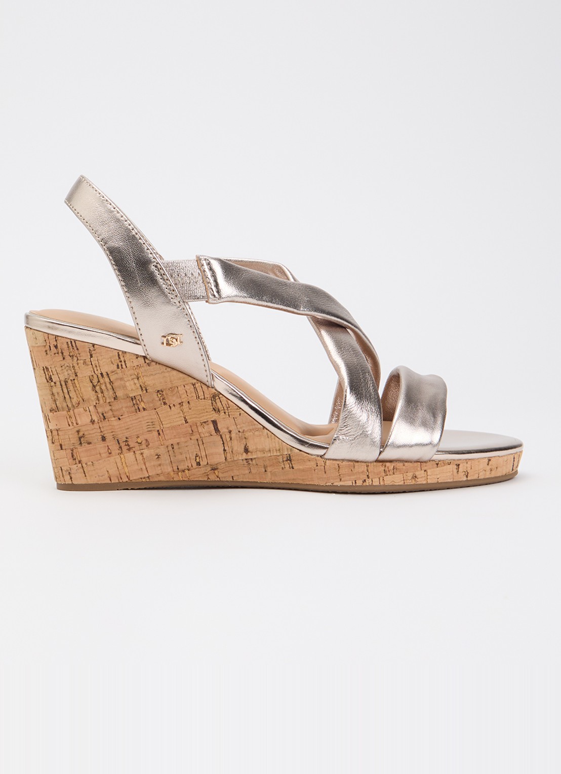 Dune London Wide Fit Kamies sleehak van leer - voorkant witgoud