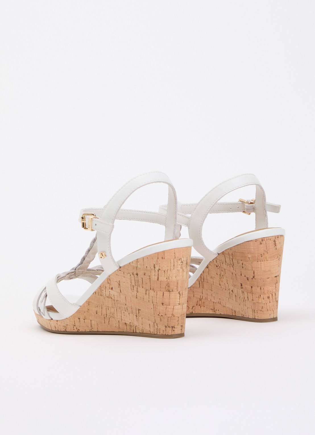 Dune London Wide Fit Karly sandalette van leer - achterkant 2 wit