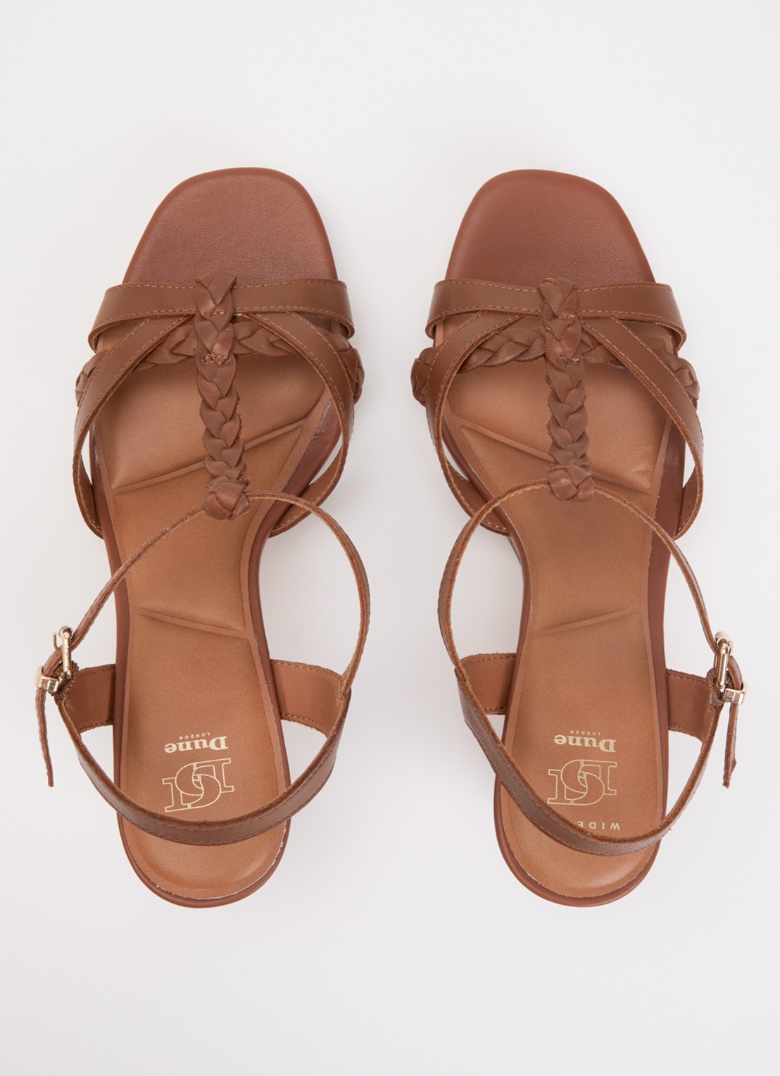 Dune London Wide Fit Karly sandalette van leer - detail 3 bruin