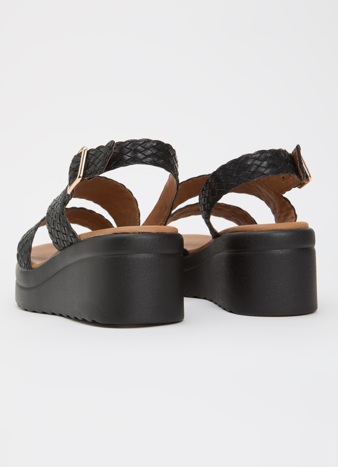 Dune London Wide Fit Kerbie sleehak van leer met gevlochten details - achterkant 5 zwart