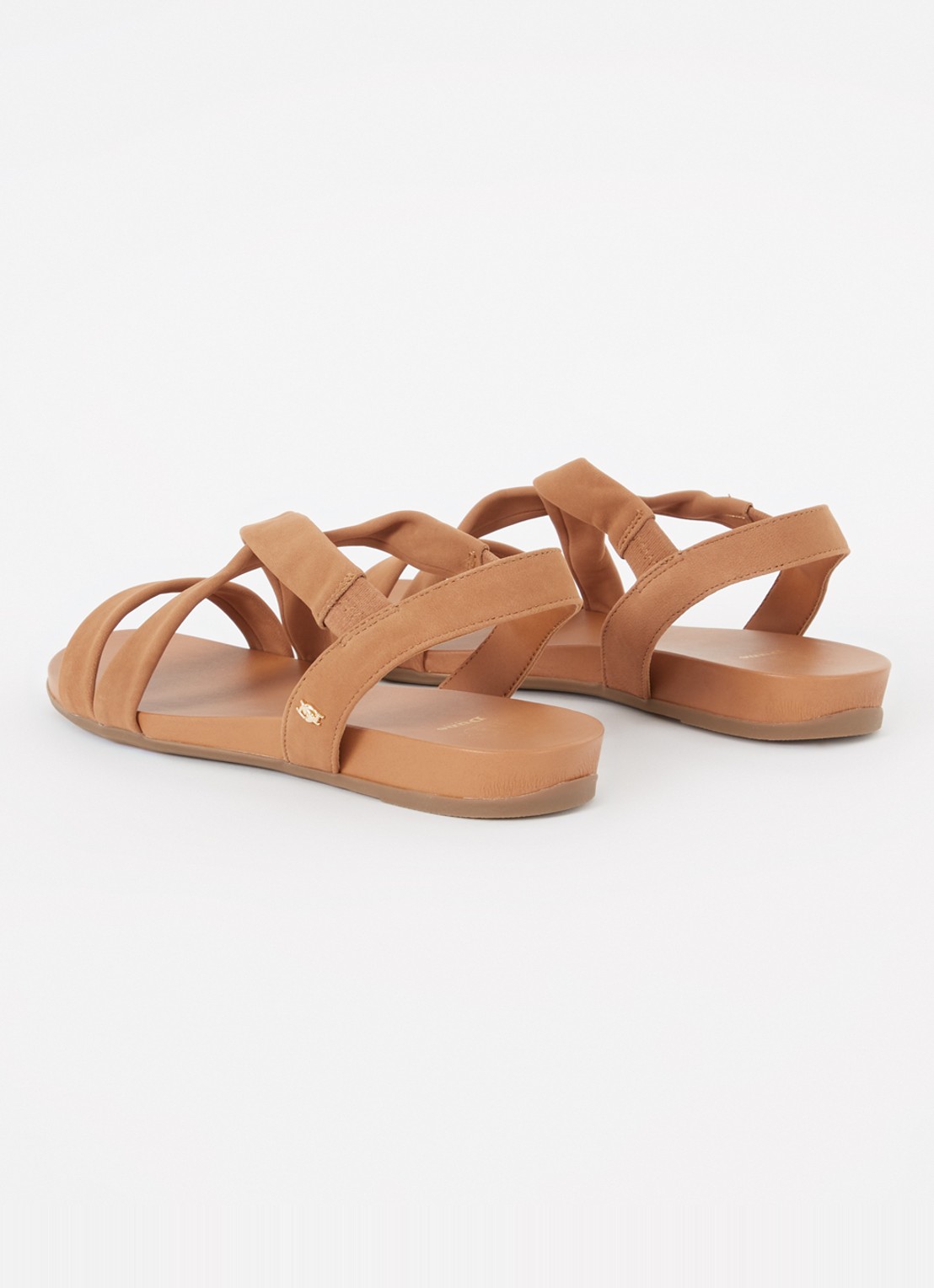 Dune London Wide Fit Landies sandaal van leer - achterkant 5 camel