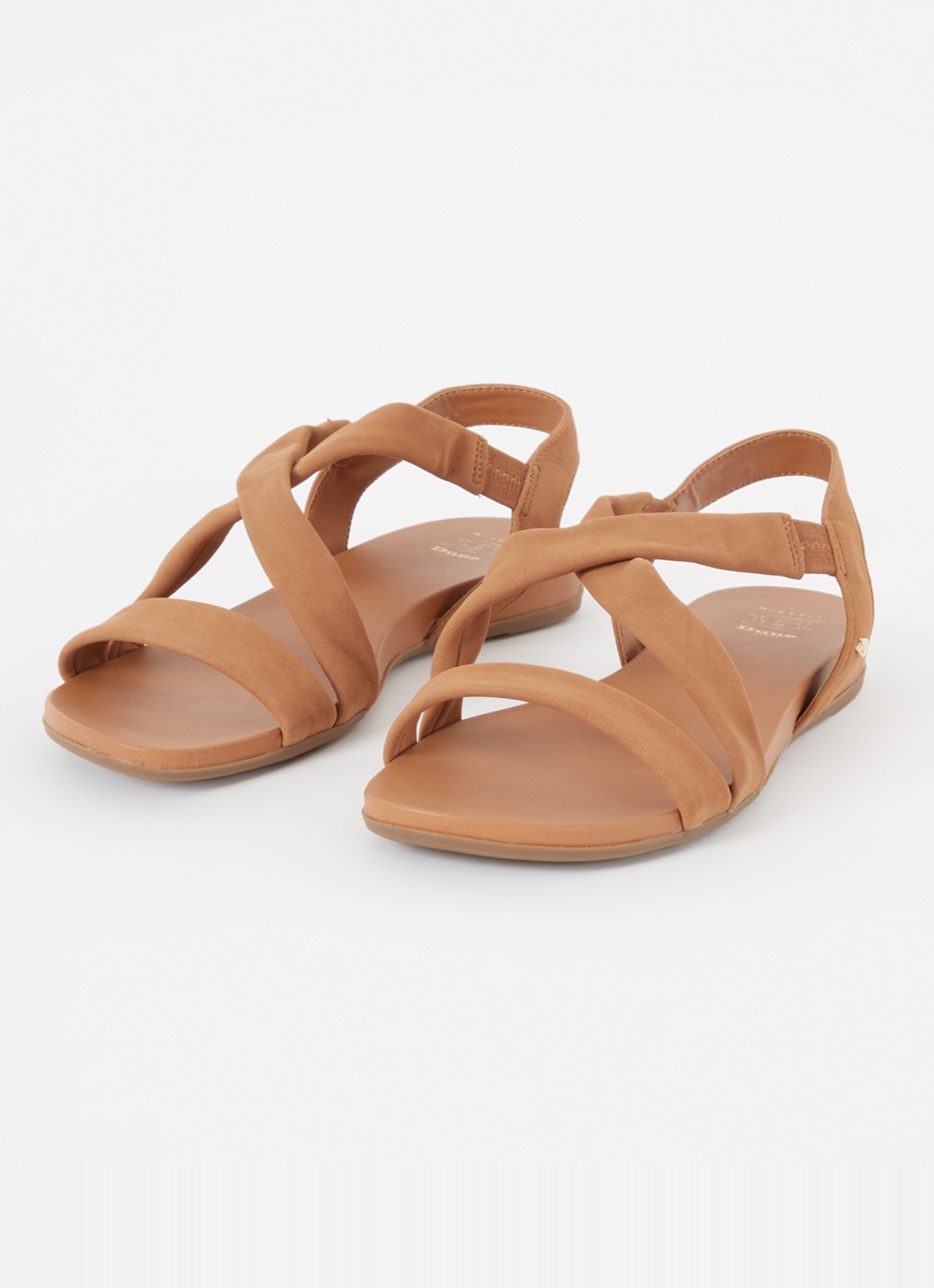 Dune London Wide Fit Landies sandaal van leer - detail 2 camel