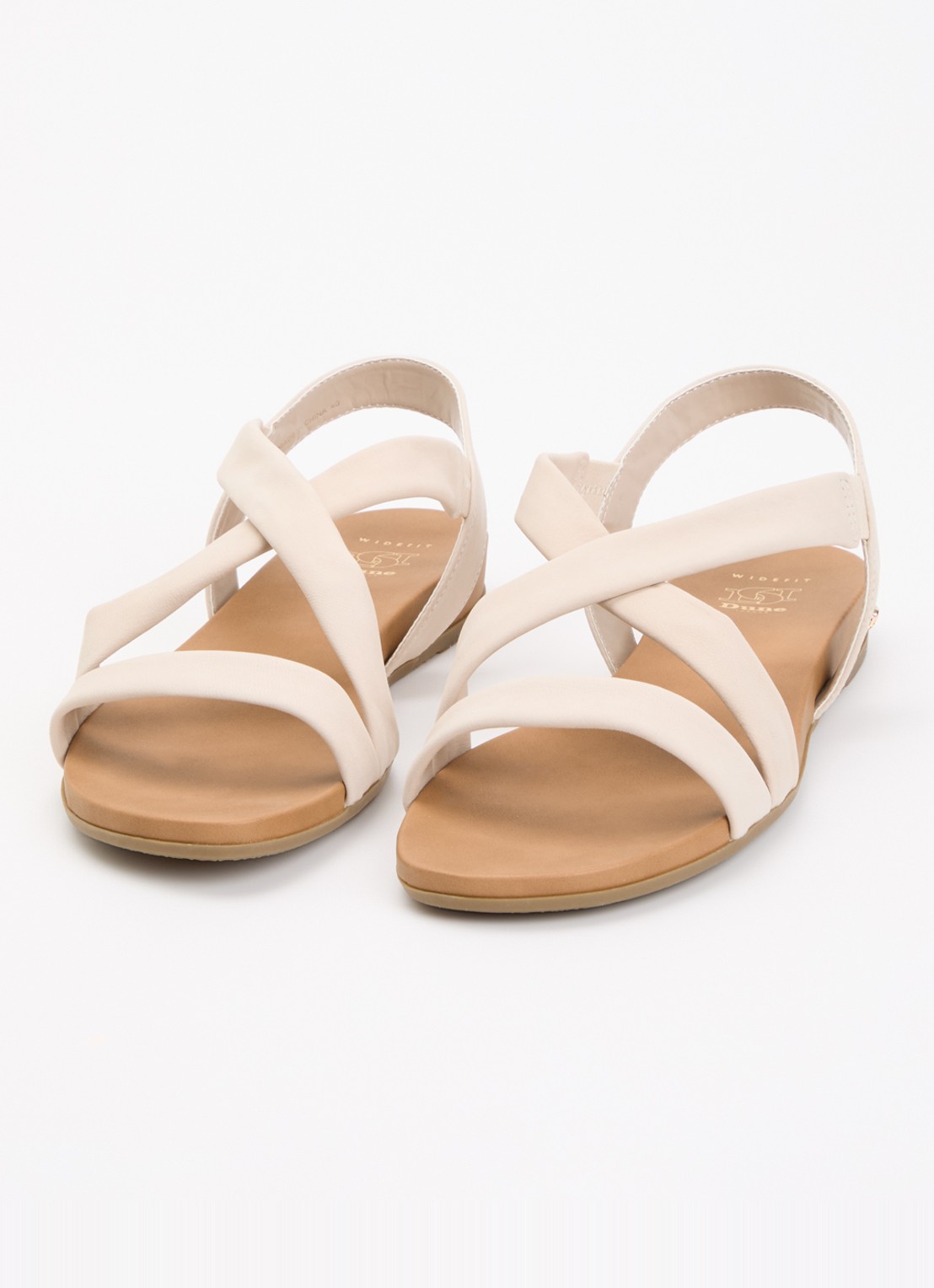 Dune London Wide Fit Landies sandaal van leer - detail 3 creme