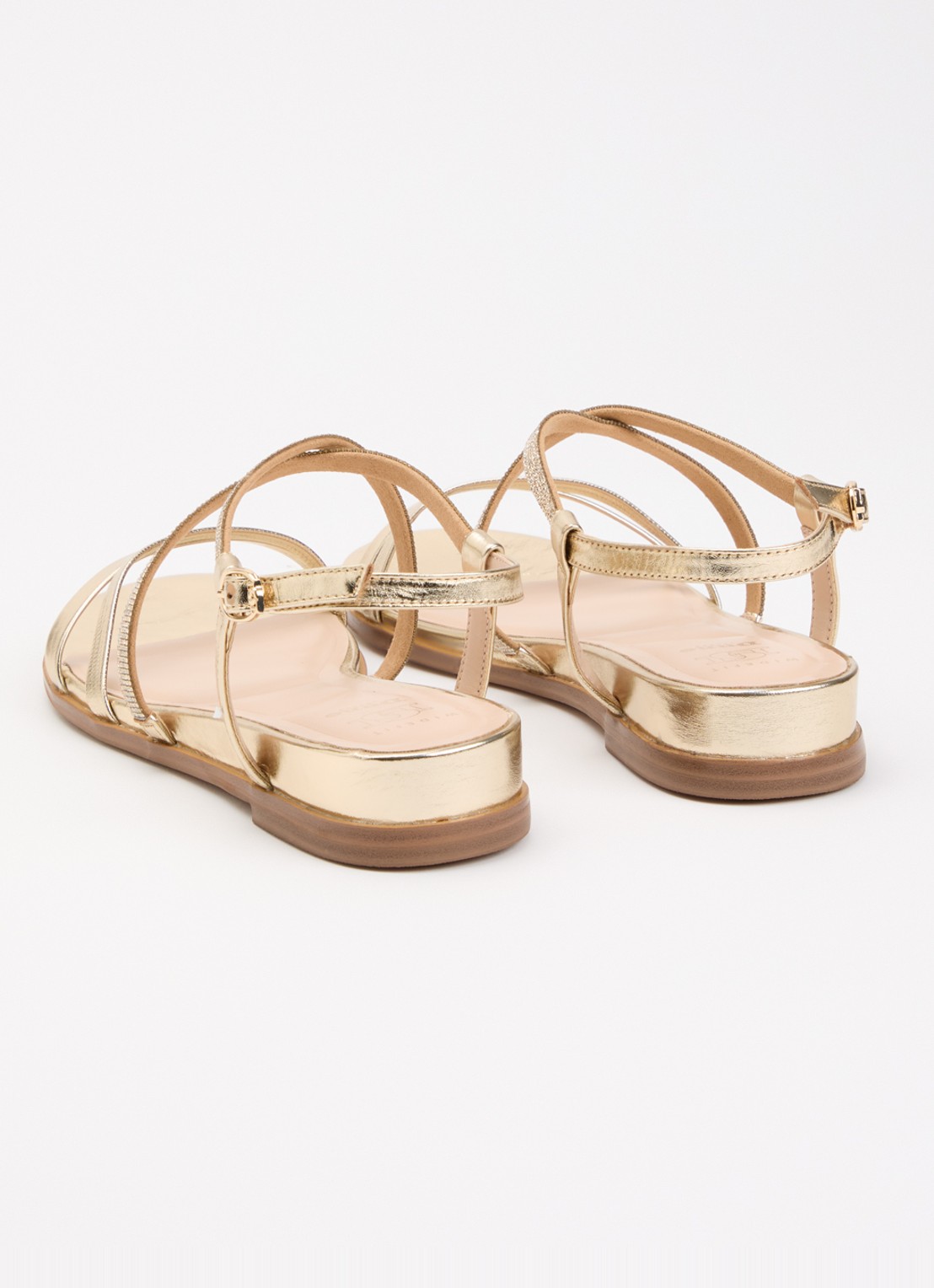 Dune London Wide Fit Lexia sandaal van leer met strass - achterkant 5 goud