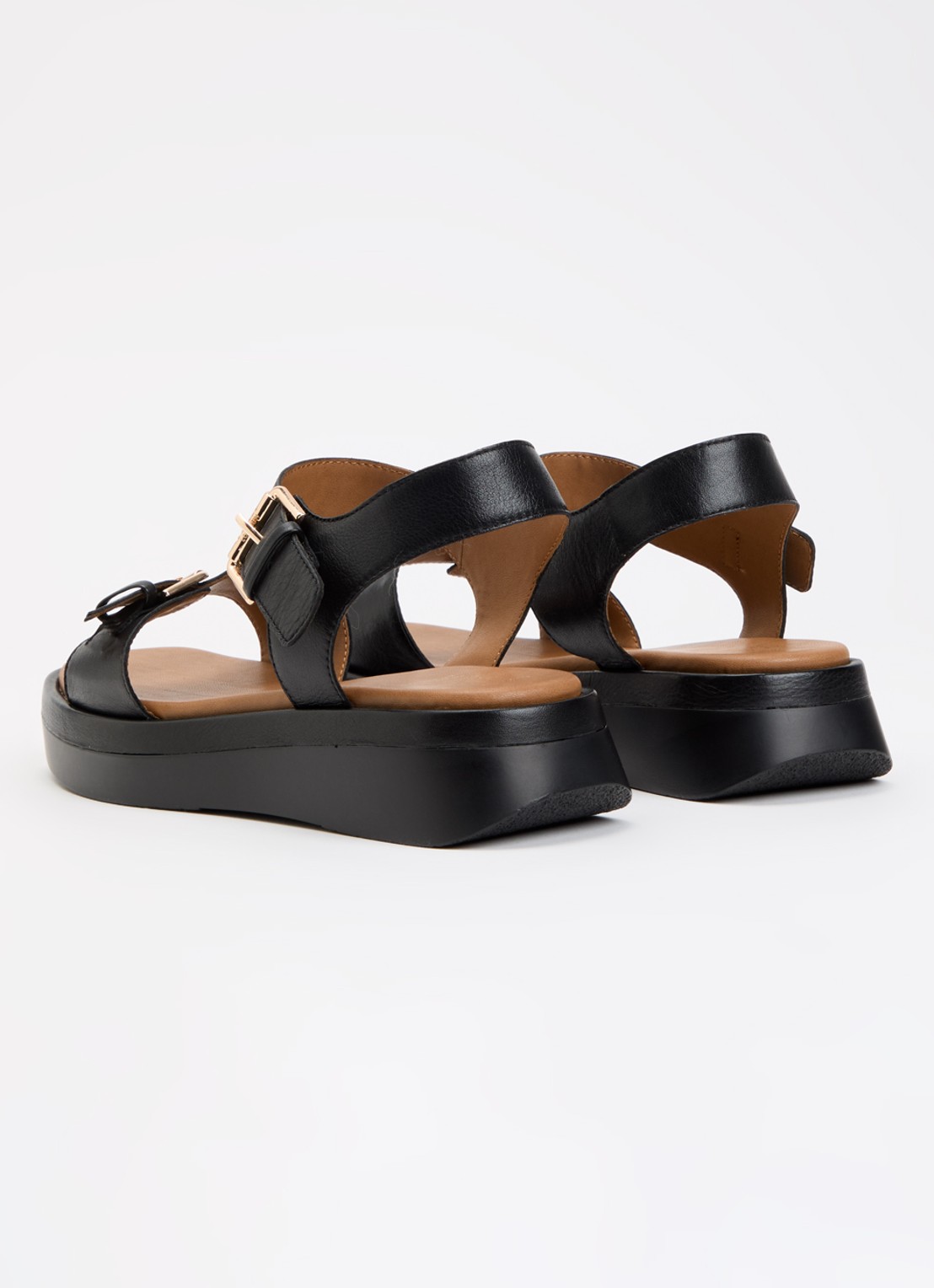 Dune London Wide Fit Licia sandaal van leer - achterkant zwart