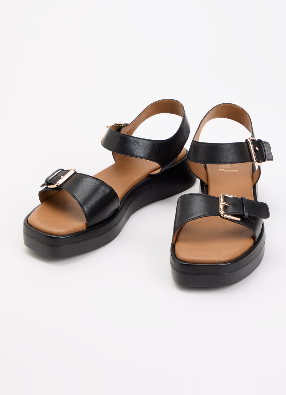 Dune London Wide Fit Licia sandaal van leer - detail 3 zwart