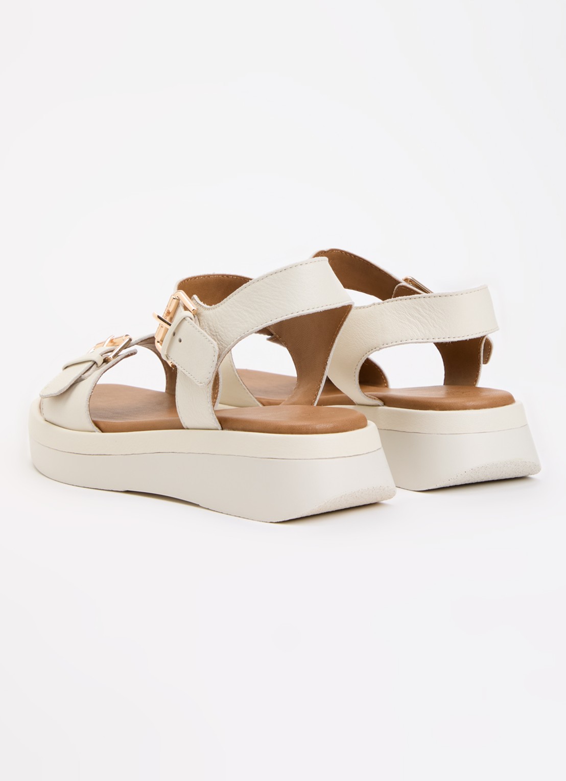 Dune London Wide Fit Licia sandaal van leer - achterkant 2 gebroken wit