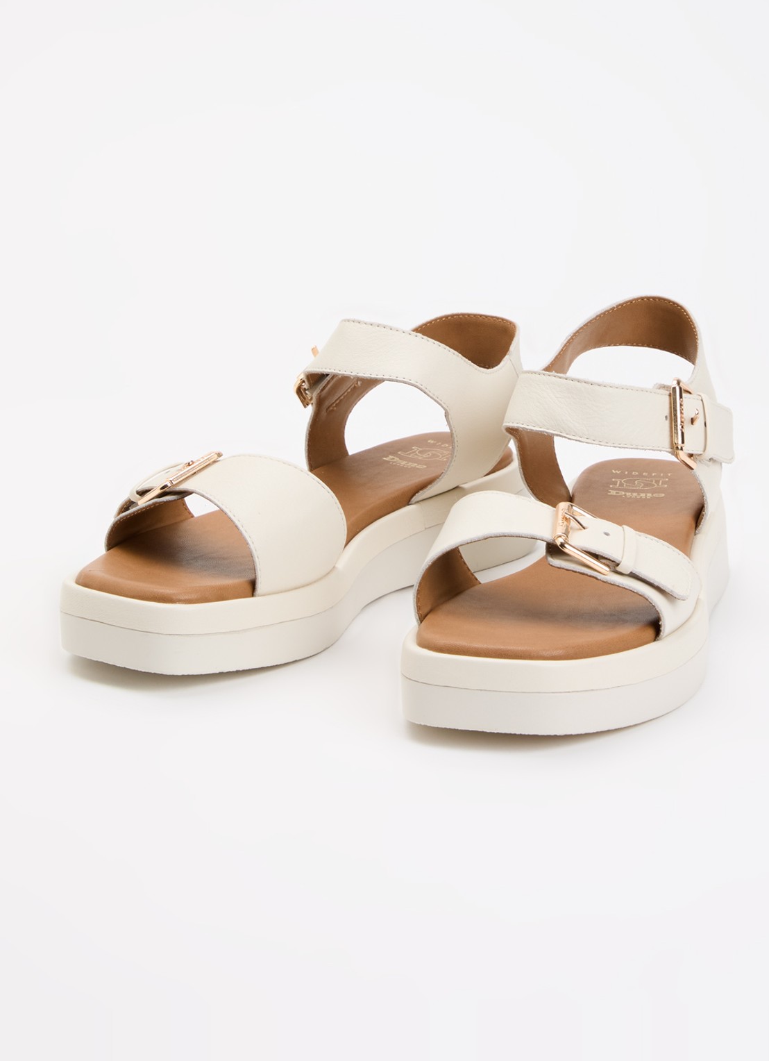 Dune London Wide Fit Licia sandaal van leer - detail 3 gebroken wit