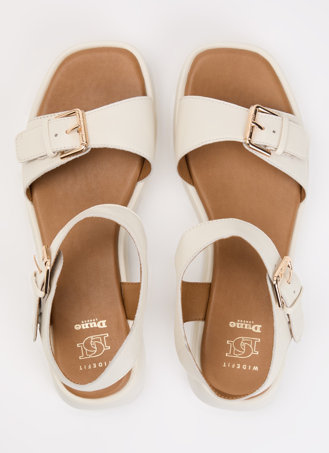 Dune London Wide Fit Licia sandaal van leer - detail 4 gebroken wit