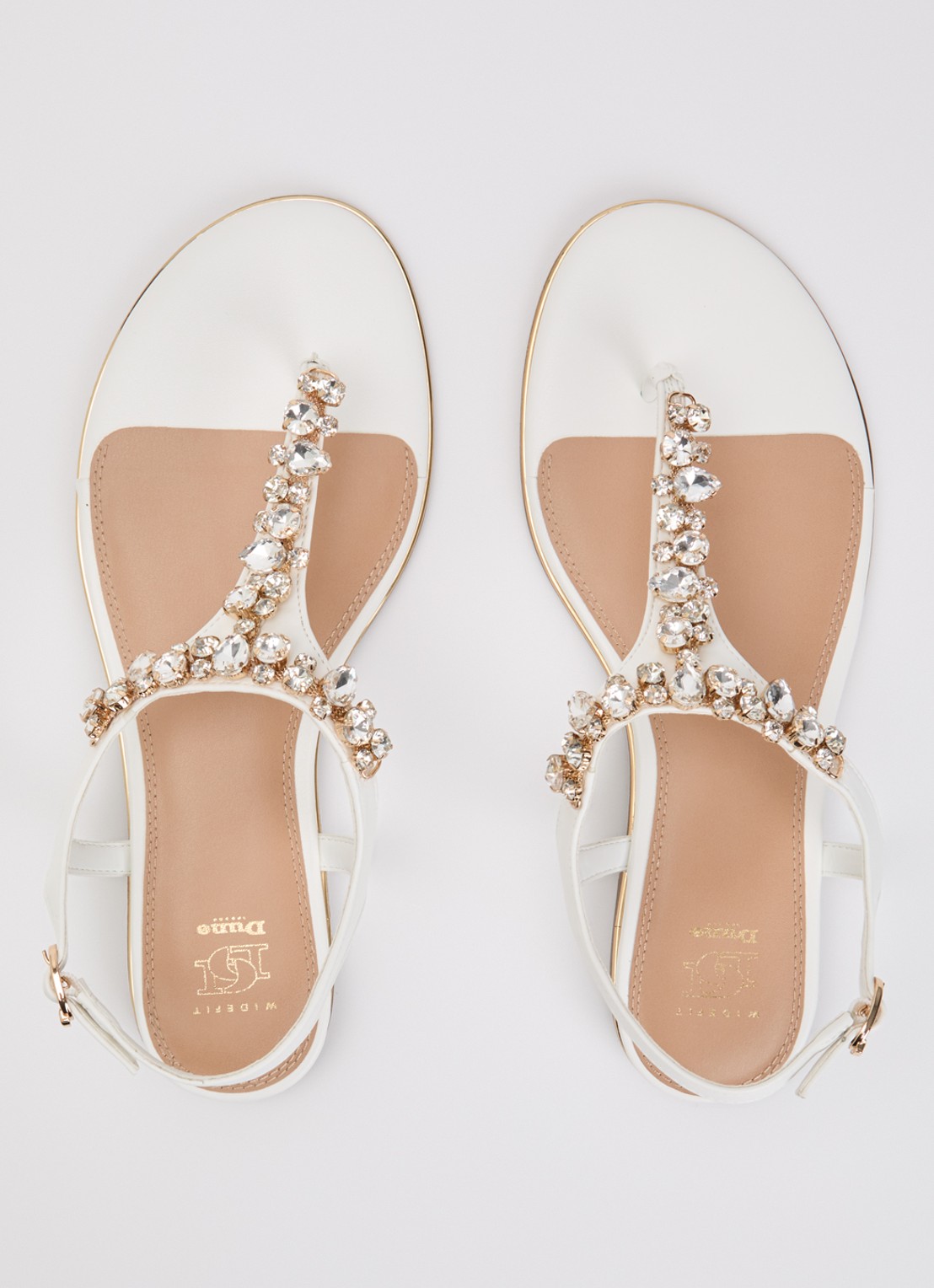 Dune London Wide Fit Life sandaal met strass - detail 4 wit