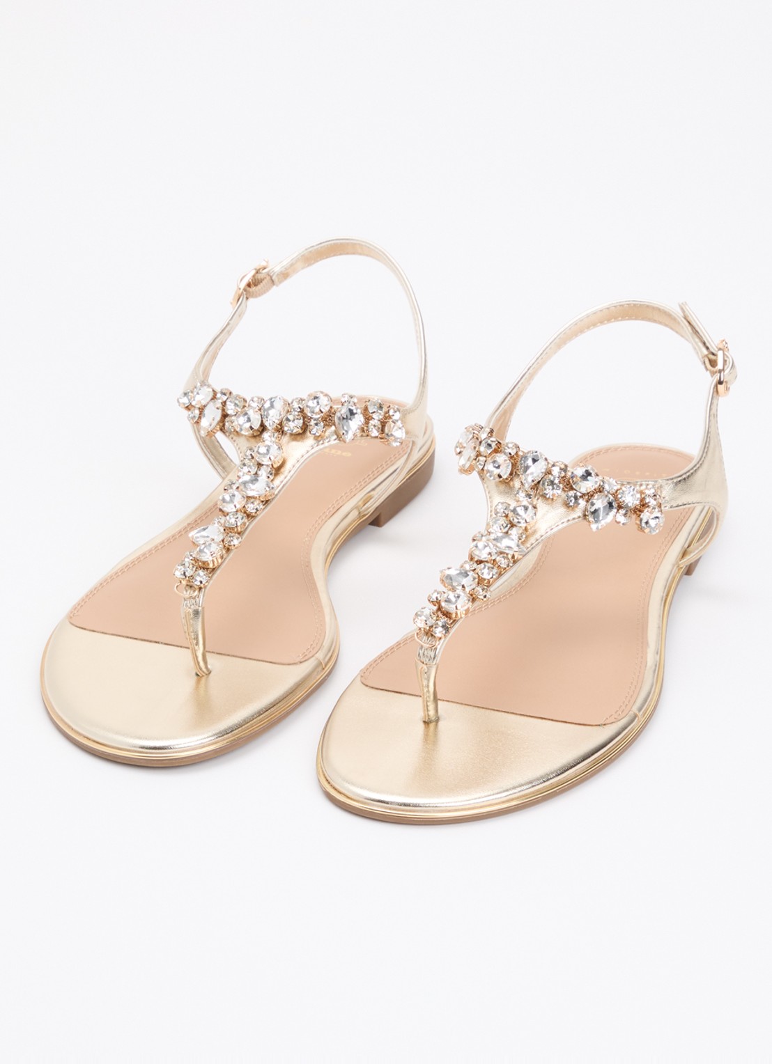 Dune London Wide Fit Life sandaal met strass - detail 3 goud