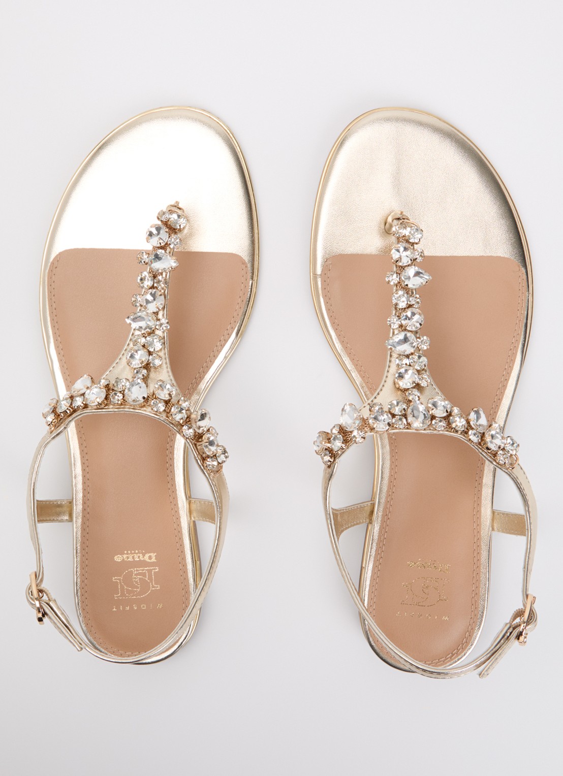 Dune London Wide Fit Life sandaal met strass - detail 4 goud