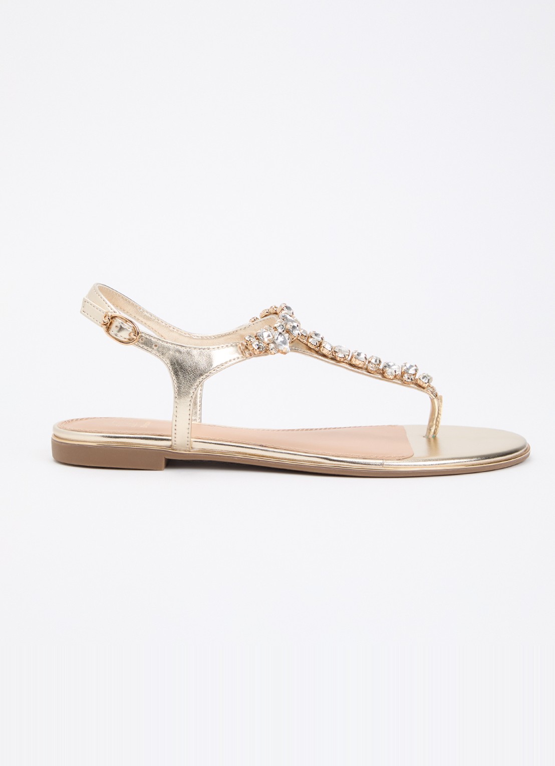 Dune London Wide Fit Life sandaal met strass - voorkant 2 goud
