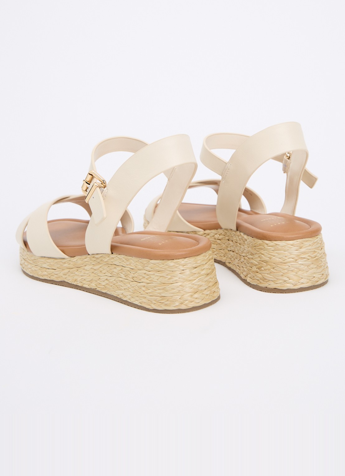 Dune London Wide Fit Littleton sleehak van leer met metallic finish - achterkant creme