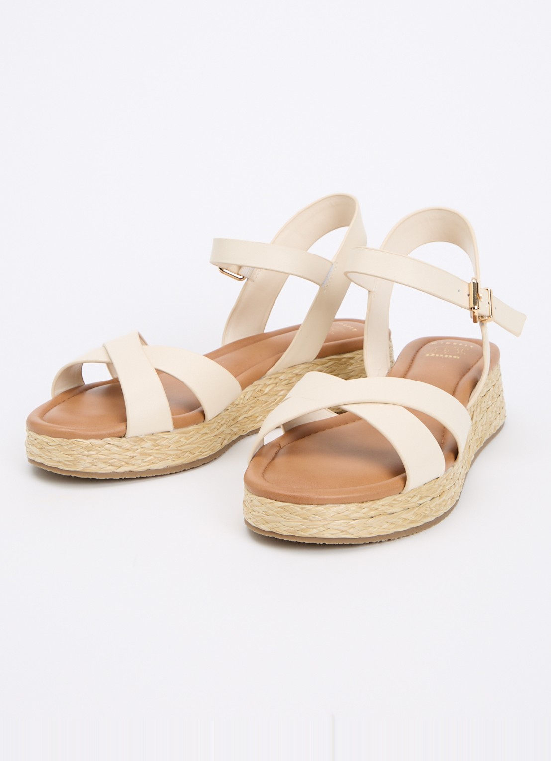 Dune London Wide Fit Littleton sleehak van leer met metallic finish - detail 2 creme