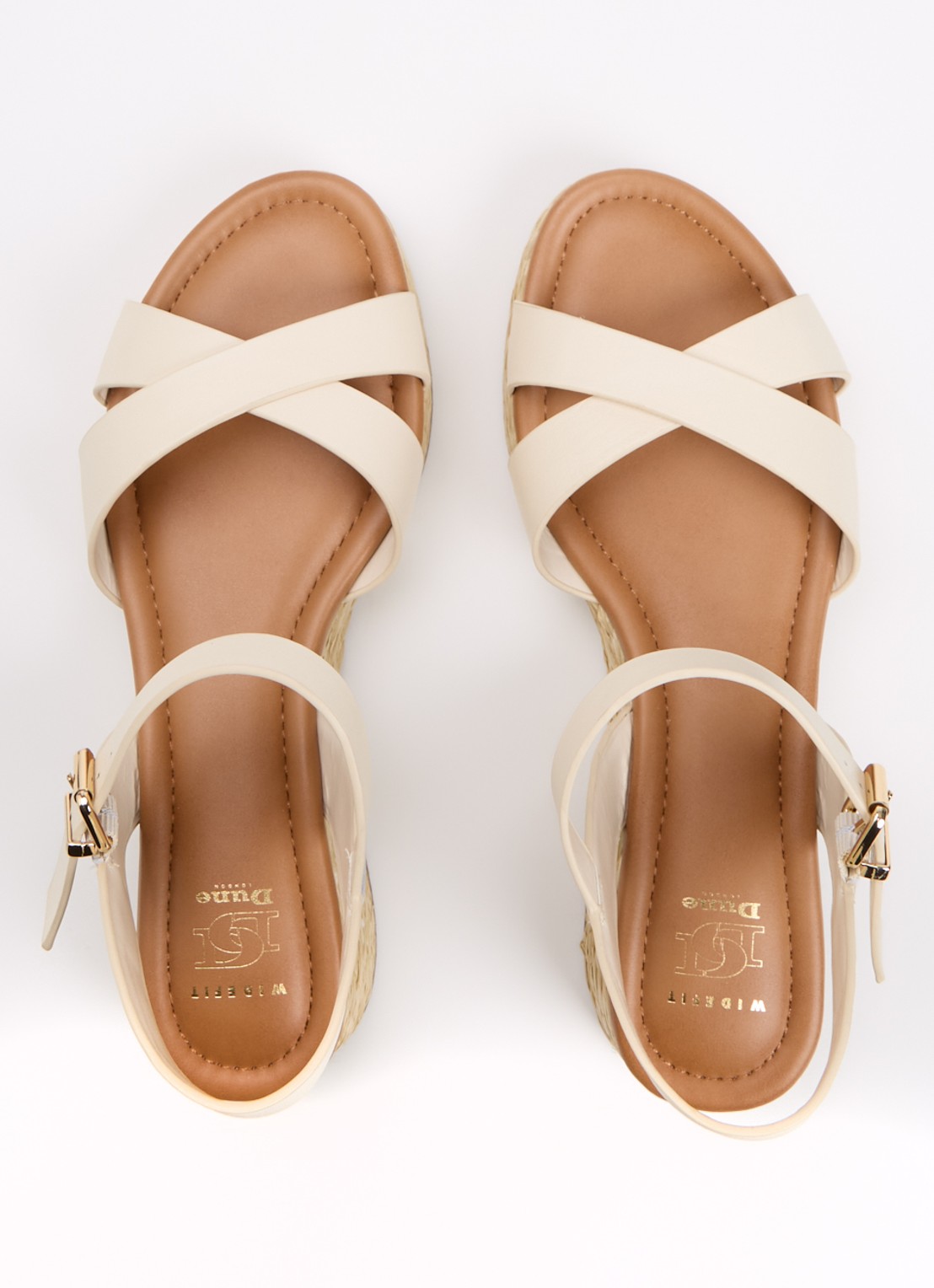 Dune London Wide Fit Littleton sleehak van leer met metallic finish - detail 3 creme