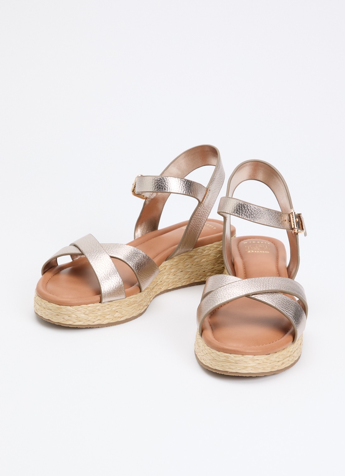 Dune London Wide Fit Littleton sleehak van leer met metallic finish - detail 3 taupe