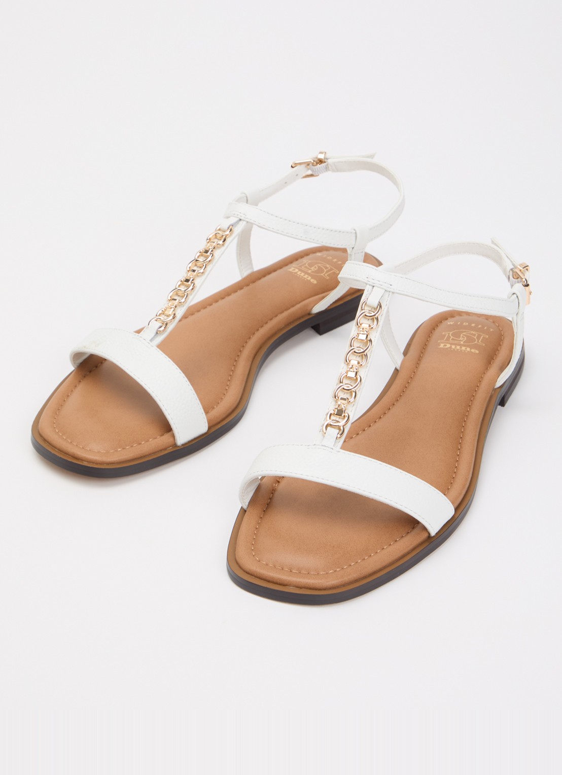 Dune London Wide Fit Lollipops sandaal van leer - detail 2 wit