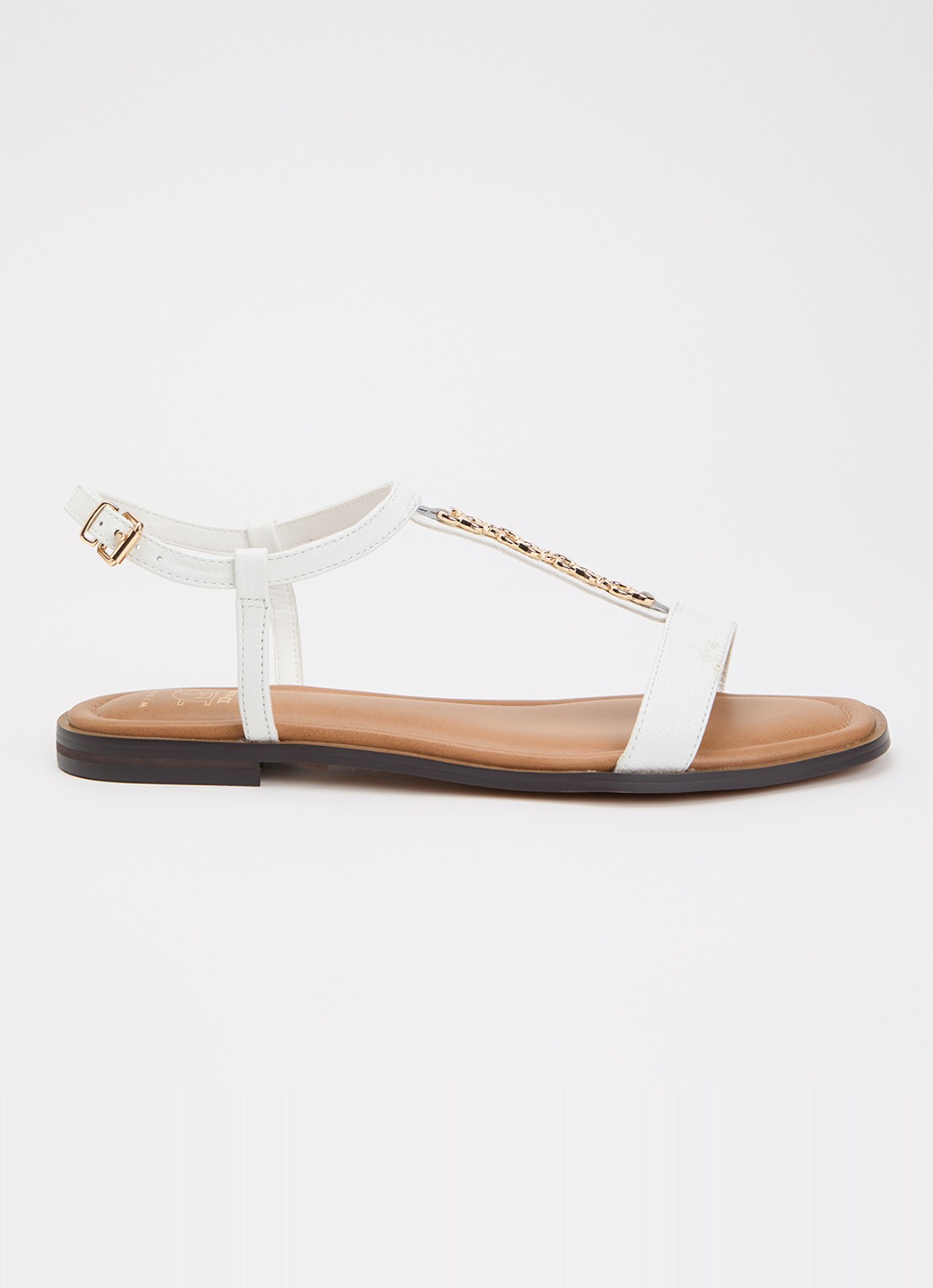 Dune London Wide Fit Lollipops sandaal van leer - voorkant 5 wit