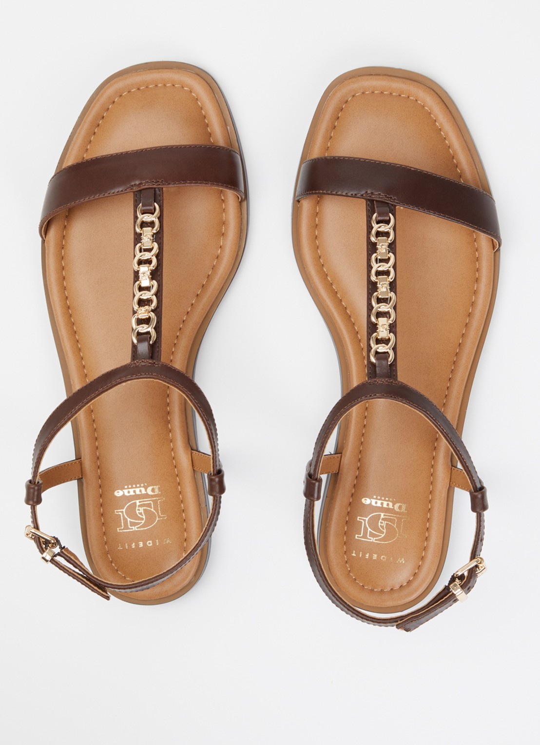 Dune London Wide Fit Lollipops sandaal van leer - detail 3 chocoladebruin