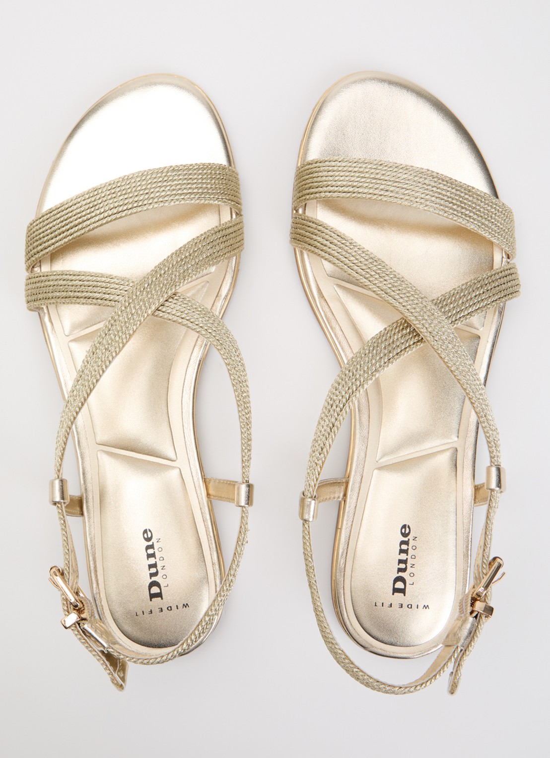Dune London Wide Fit Lope sandaal van leer met metallic finish - detail 3 goud