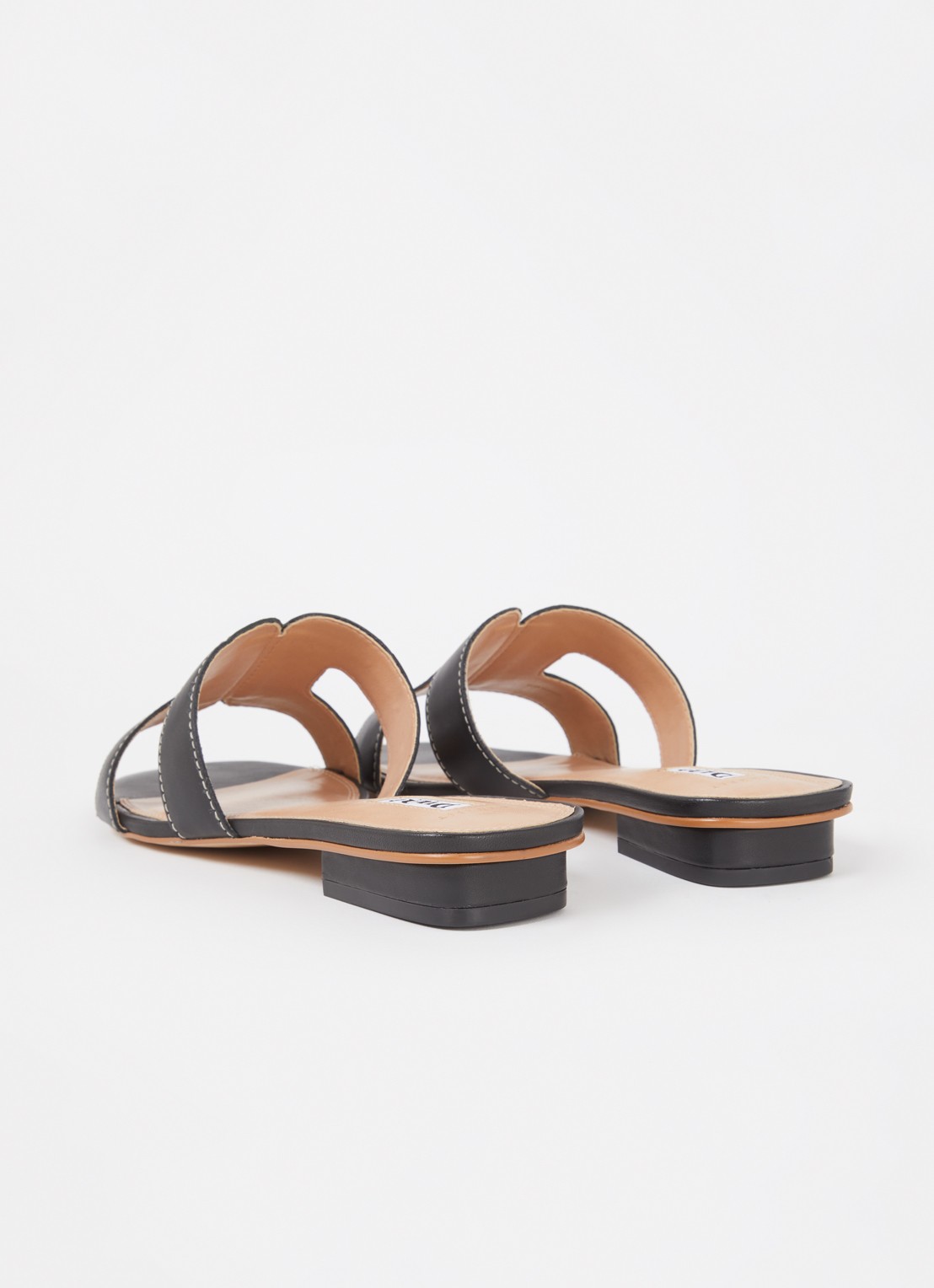 Dune London Wide Fit Loupe sandaal van leer - achterkant 2 zwart