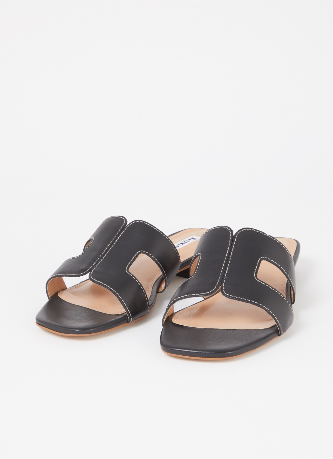 Dune London Wide Fit Loupe sandaal van leer - detail 3 zwart