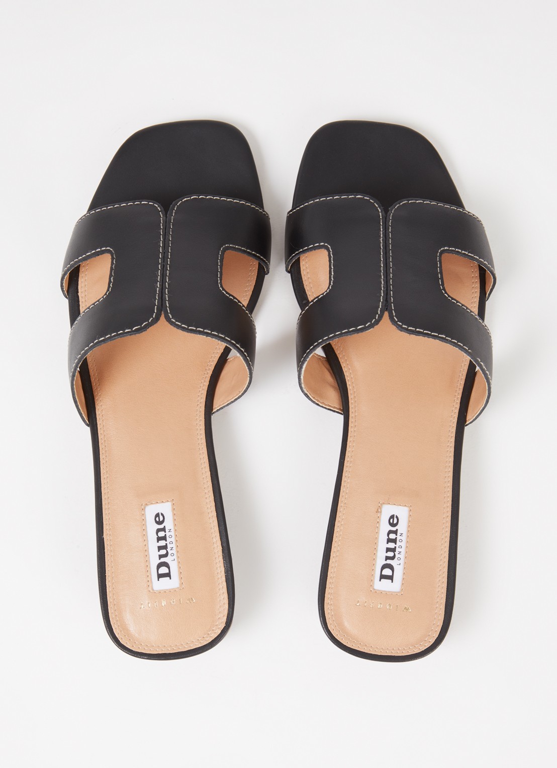 Dune London Wide Fit Loupe sandaal van leer - detail 4 zwart