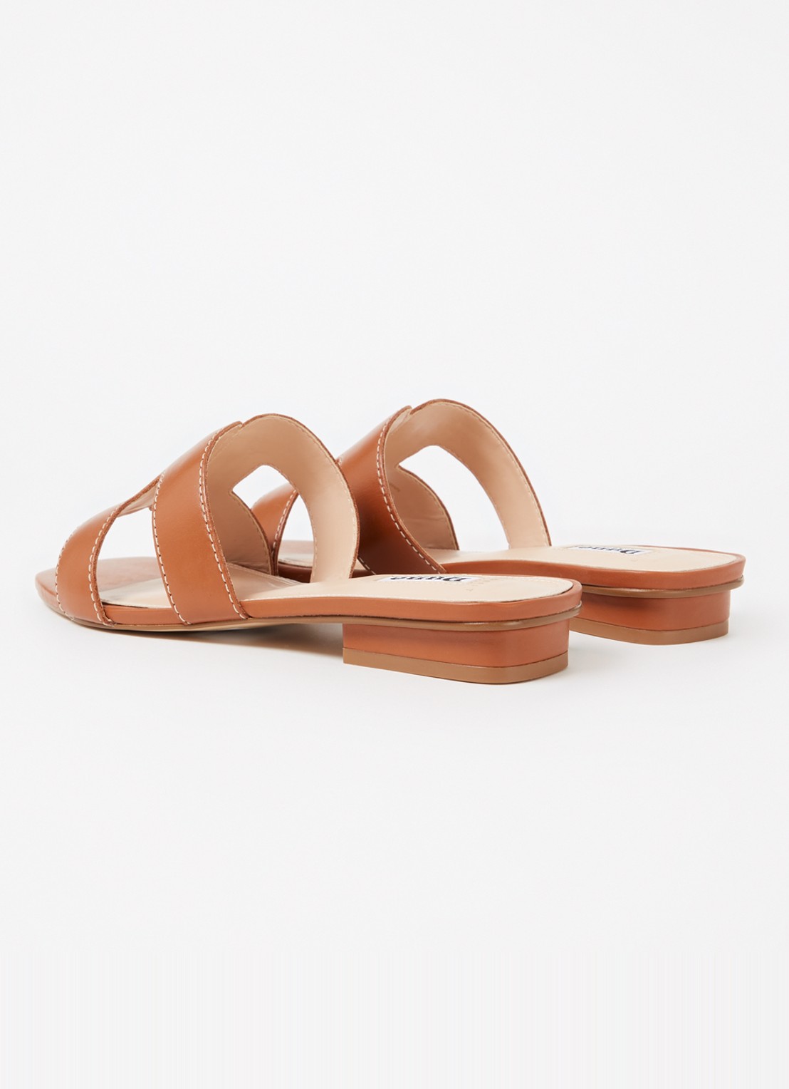 Dune London Wide Fit Loupe sandaal van leer - achterkant 4 cognac