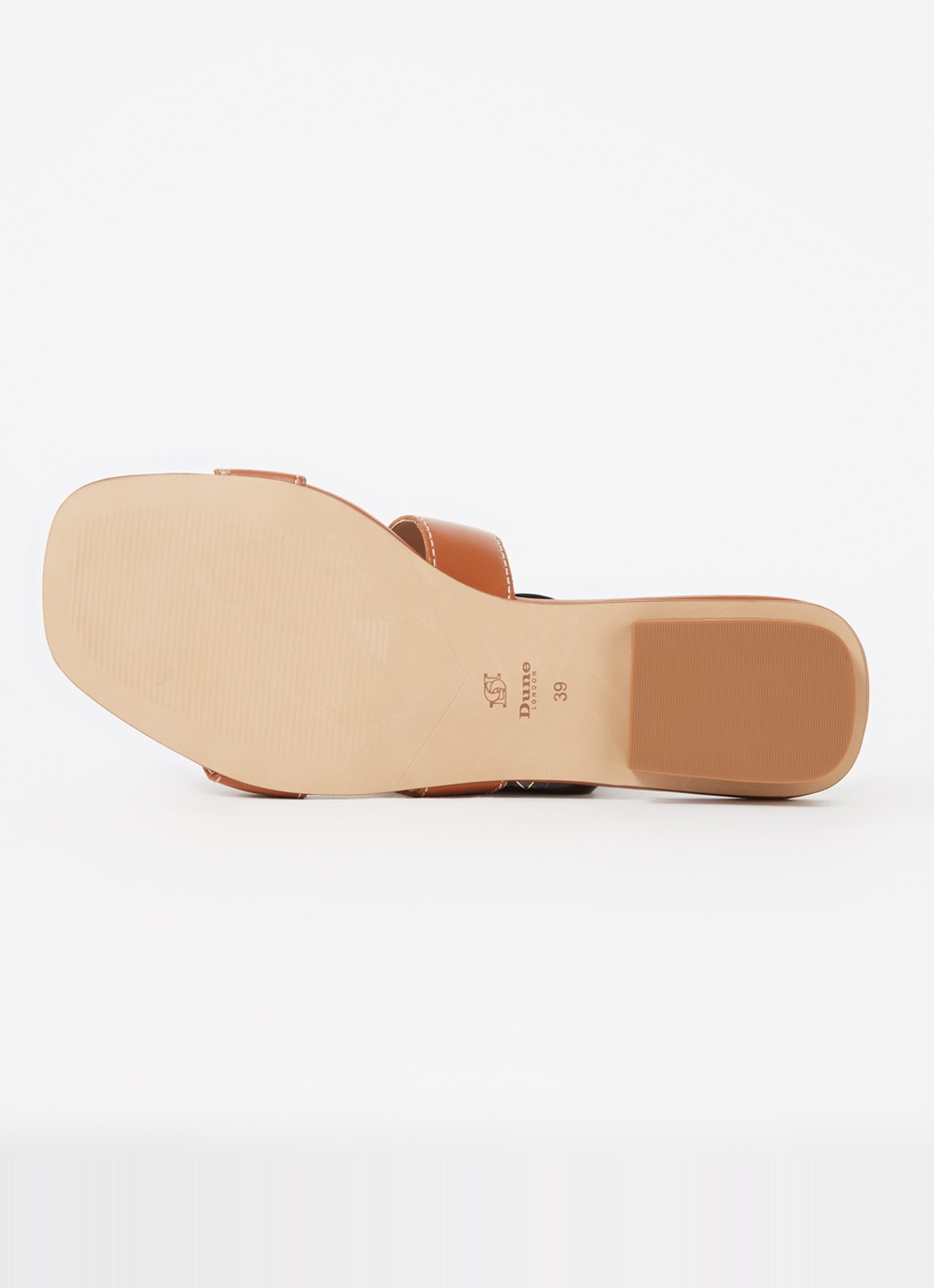 Dune London Wide Fit Loupe sandaal van leer - detail 3 cognac
