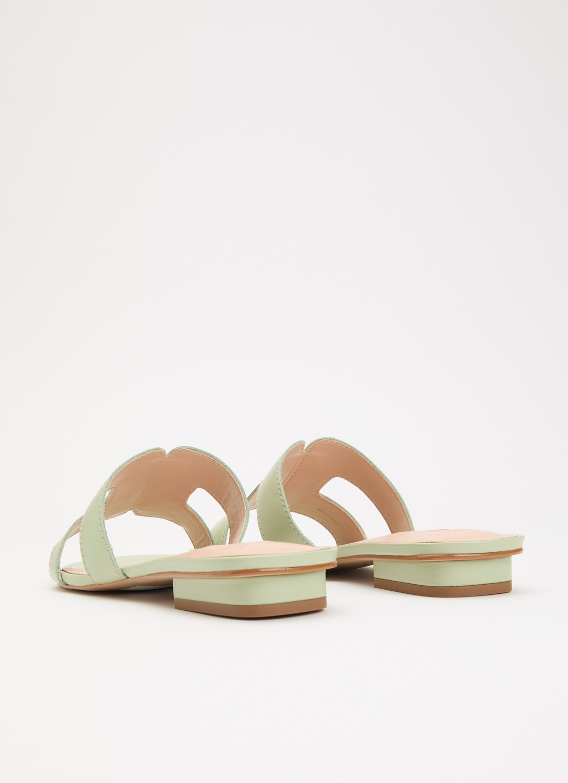 Dune London Wide Fit Loupe sandaal van leer - achterkant lichtgroen